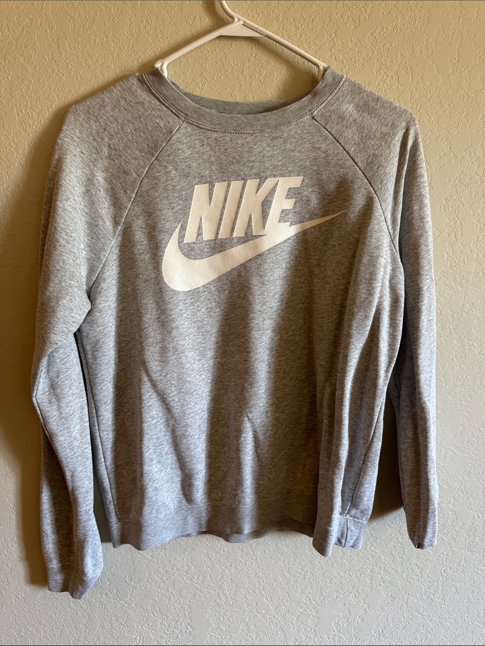 Nike Women’s Grey Crewneck Sweatshirt with White Logo